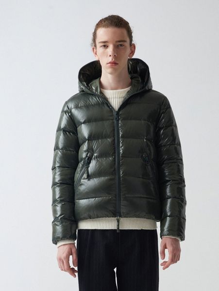 

men zip up solid down coat h82c#, Black;brown