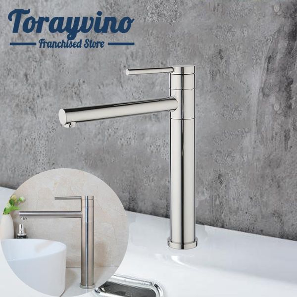 

bathroom sink faucets faucet tall deck mounted rubinetto bagno alto & cold mixer taps chrome and brushed nickel brass long tap