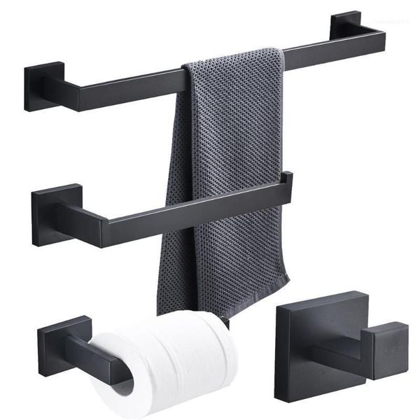 

bathroom hardware set black robe hook towel rail bar rack shelf tissue paper holder toothbrush accessories11