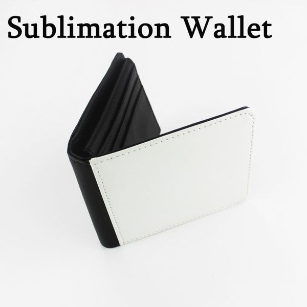

party favor wholesale sublimation short wallet pu leather white blank purse heat transfer money bag personalized festival gift for man
