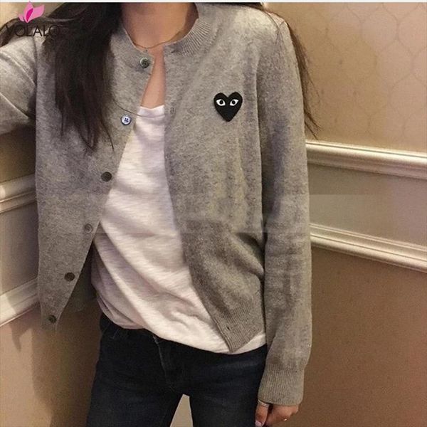

womens wool cardigan coat long sweaters sleeved solid colors clothes autumn 6 color single breasted red heart knit sweater, White;black