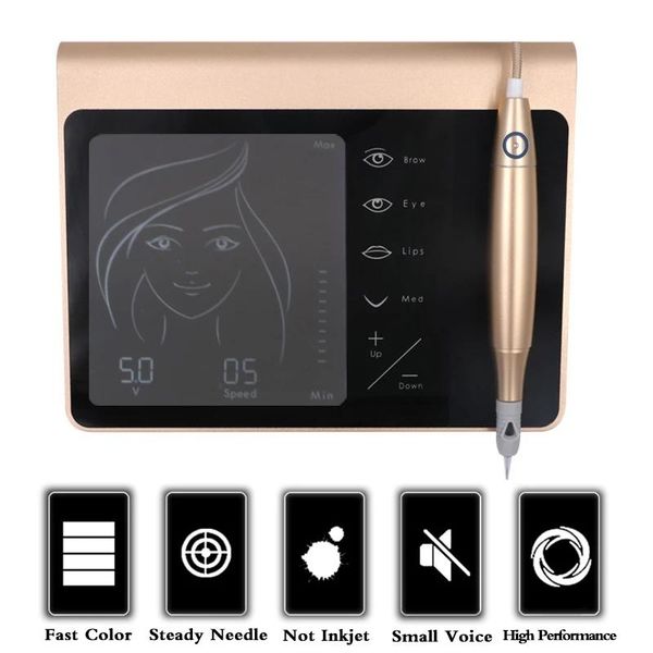 

touch screen rechargeable battery us/eu plug permanent makeup machine kit eyebrow lip eyeliner with 2 cartridge neeldes tattoo guns kits