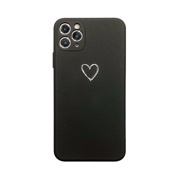 

black color cases for iphone 11 12 xr heart soft shockproof phone cover case 97161