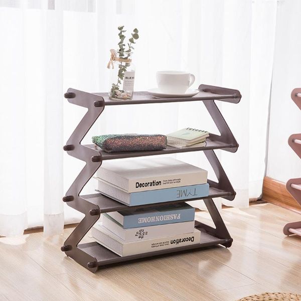 

creative shoe rack 4 layers stainless steel non-woven assembly storage folding simple bookshelf home dormitory organization clothing & wardr