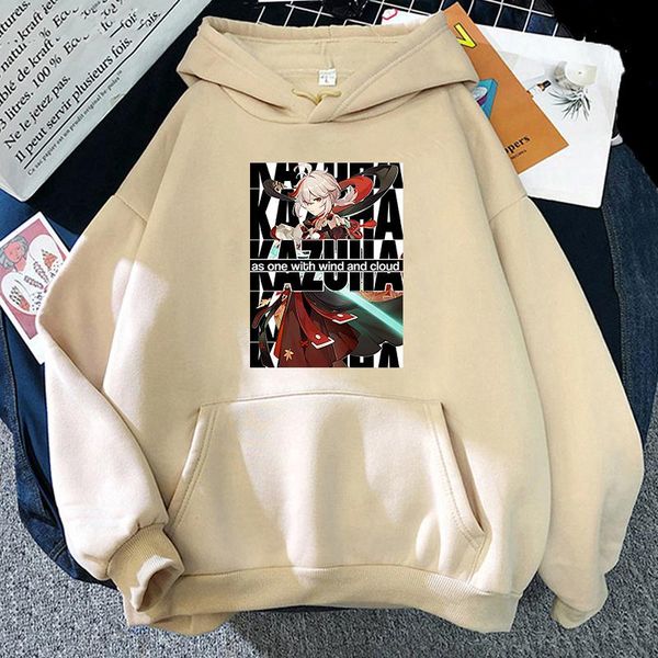 

women's hoodies & sweatshirts genshin impact velvet cool print hoody sweatshirt women harajuku oversized clothes pullovers korean style, Black