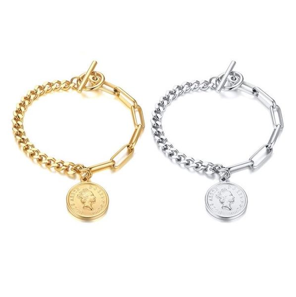 

charm bracelets titanium steel elizabeth silver gold women's, Golden;silver