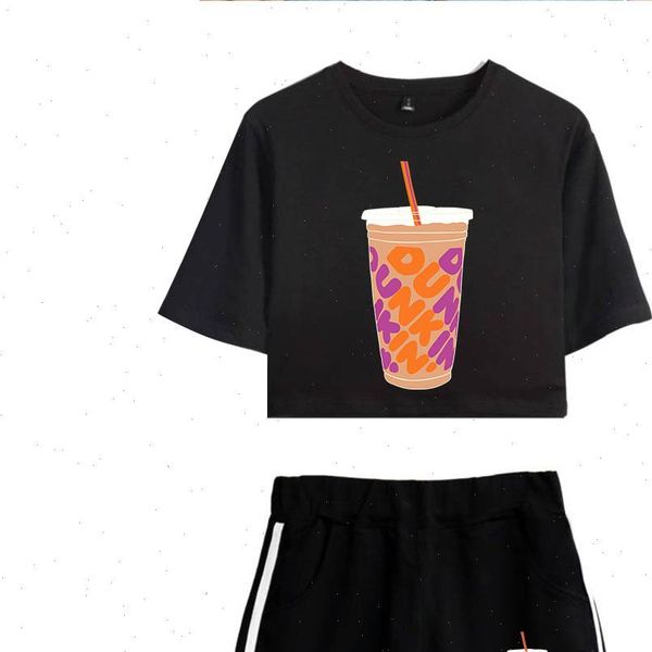 

nieuwe charli damelio ijs koffie women tracksuits ploetert vrouwen tweedelige set shorts mooie t shirt merch sport pak, Gray