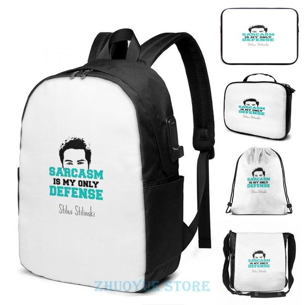

backpack funny graphic print teen wolf stiles stilinski usb charge men school bags women cosmetic bag travel laptop