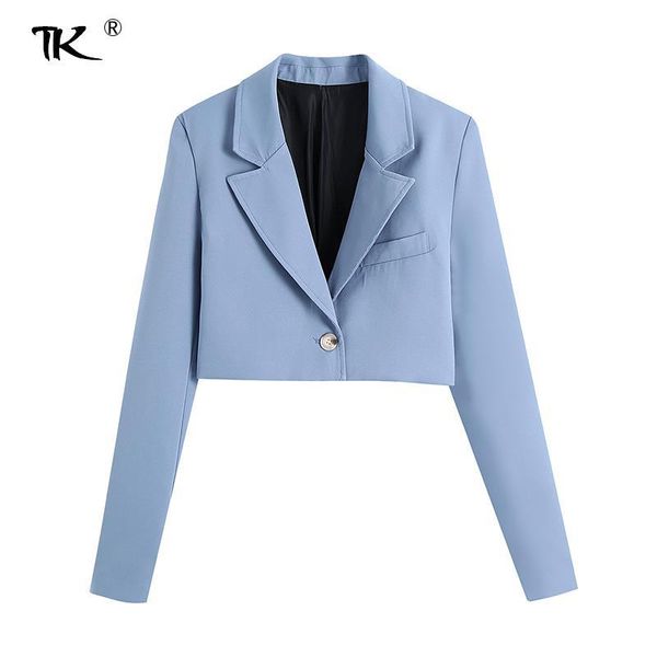 

women's suits & blazers solid notched single button long sleeve cropped blazer slim elegant office lady casual fashion 2021 autumn, White;black