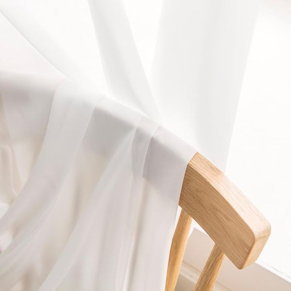 

nordic simple white gauze curtain for living room bedroom chiffon super soft light and beautiful plain & drapes