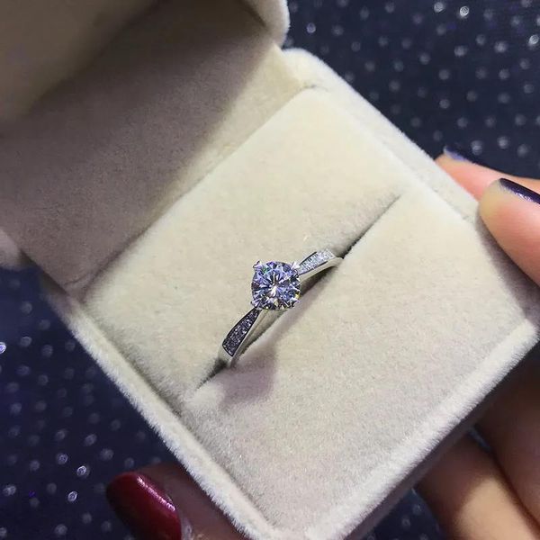 

cluster rings luxury crystal 925 sterling silver diamond ring woman beautiful lady heart pretty fashion engagement wedding jewelry party, Golden;silver