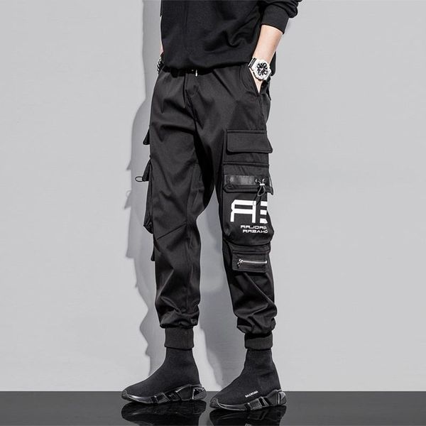

men's pants houzhou cargo man summer fashion streetwear hip hop black trousers male harajuku pockets techwear men hippie
