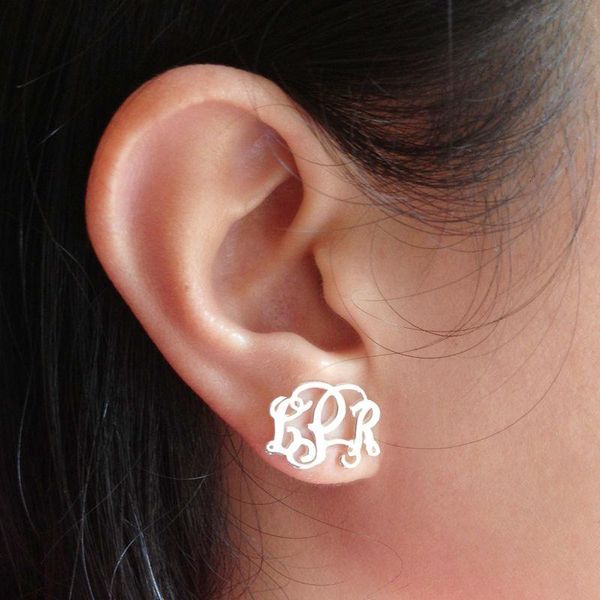 

stud personalized name earrings jewelry custom initials for women stainless steel pendientes mujer moda 2021, Golden;silver