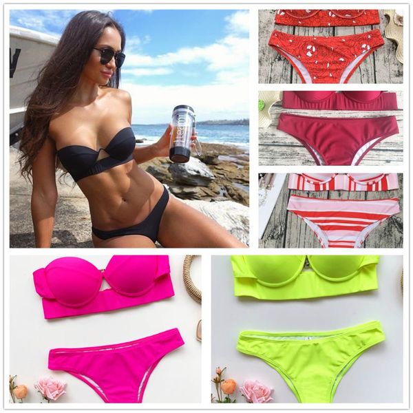 

women's swimwear women neon color bikinis swimsuits biquini brazilian beachwear, White;black