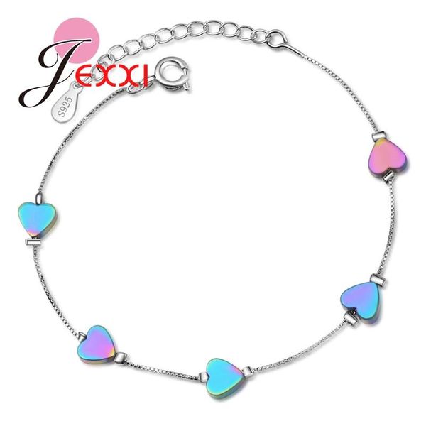 

link, chain jexxi glamorous favourite party colourful bright shining girls surprise bracelets 925 genuine silver women couple wife jewelry, Black