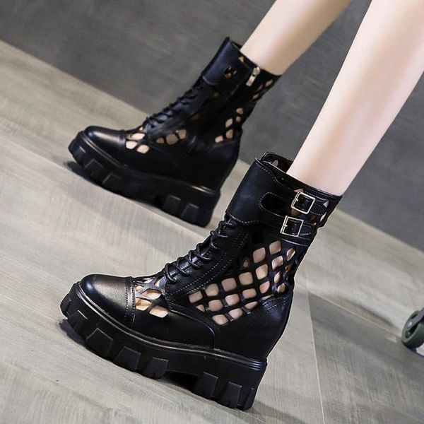 

boots rock shoes woman leather booties luxury designer boots-women round toe flat heel zipper fashion 2021 black high summe