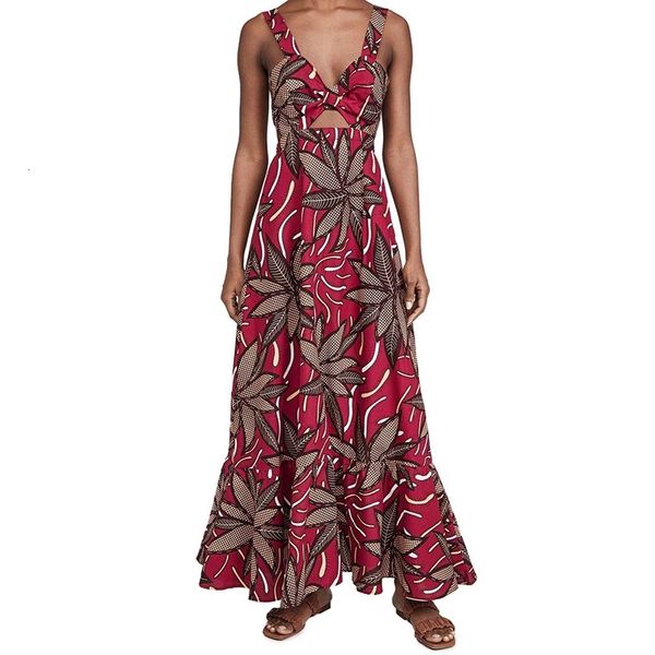

casual dresses women strap maxi summer high waist hollow out floral print sleeveless long 2021 92tz, Black;gray