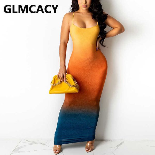 

spaghetti strap slim ombre color maxi dress 210702, Black;gray