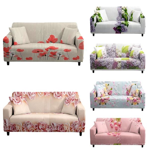 

chair covers "plant large floral living room sofa cover rose gold red cloak flower corner couch on spandex stretch case