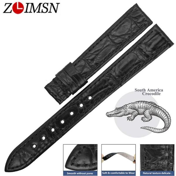 

watch bands zlimsn strap for men women watches band crocodile leather watchband genuine straps 4-24mm, Black;brown