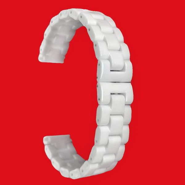 

watch bands 14mm 16mm 18mm ceramic band universal watchband stainless steel clasp strap wrist loop belt bracelet white + tool pin, Black;brown