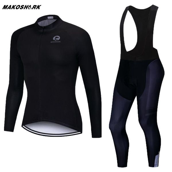 

racing sets makoshark 2021 autumn cycling jersey long sleeve set maillot ropa ciclismo uniformes quick-dry bike clothing mtb cycle clothes, Black;blue