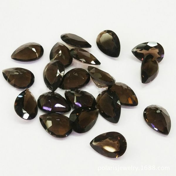

loose gemstones pear 7x9-9x11mm trillion facet cut 100% authentic natural smoke quartz crystal for jewelry making 30pcs/lot, Black