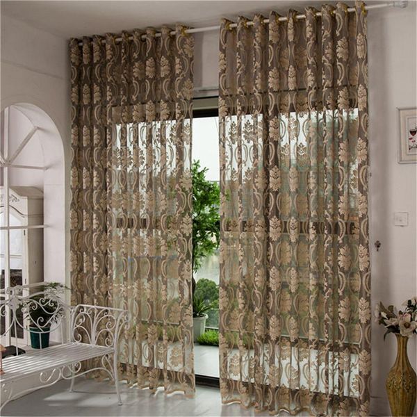

curtain & drapes [custom] gyv1088 1pc hollowout flower sheer voile tulle curtains living room kitchen bedroom home decorative window