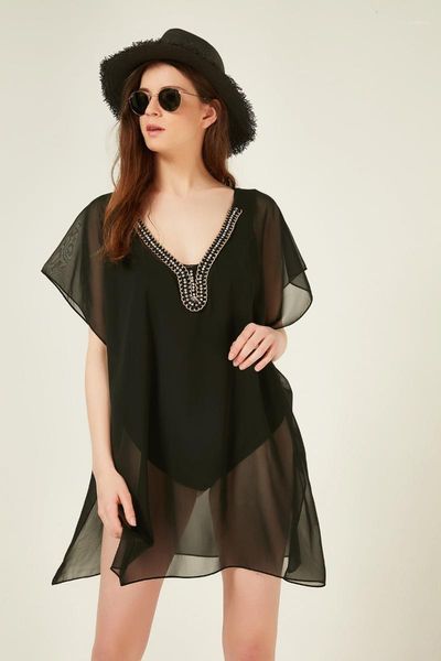 

black collar accessory pareo summerhouse sea pool women's swimwear, White;black