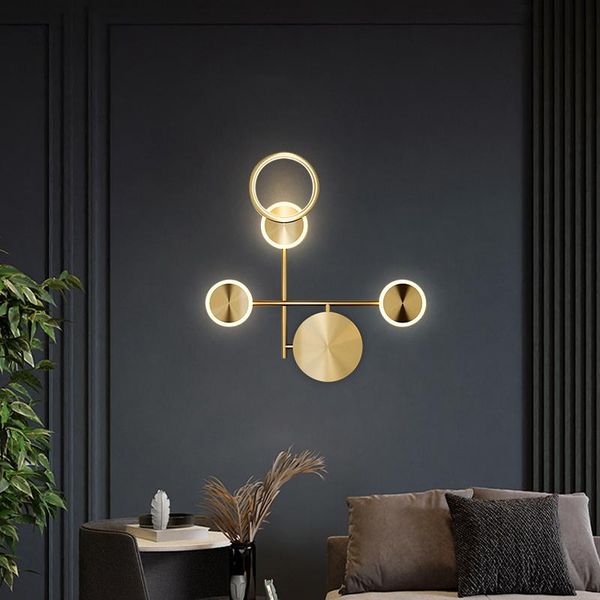 

wall lamp modern led creative nordic bedroom sconce living room background household aisle lighting bedside ring round lights