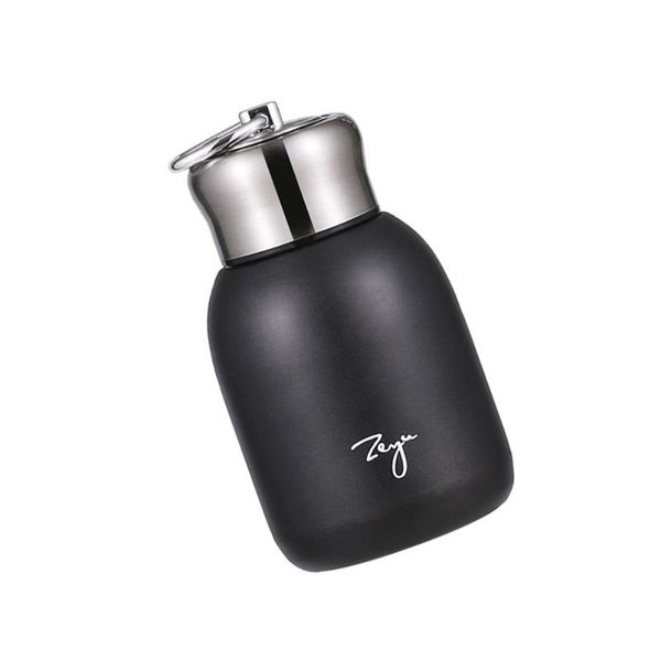 

water bottles stainless steel pot-bellied cups portable thermal cup mini bottle (black)