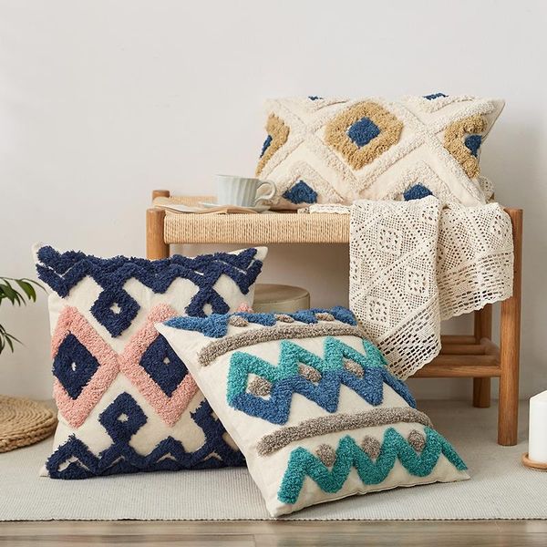 

cushion/decorative pillow moroccan style cushion cover tuft handmade 45x45cm/30x50cm teal pink navy for sofa bed grey ivory diamond stripe