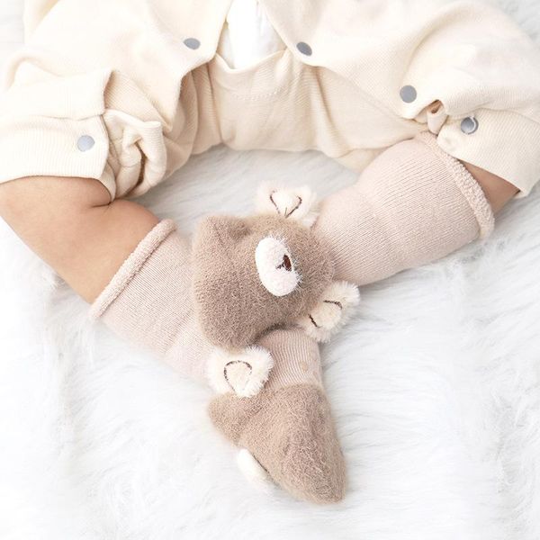 

children's terry socks winter thicken baby floor socks warm baby, Pink;yellow