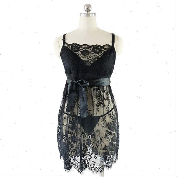 

oversized lace loose women sleepwear and large sleeveless sling perspective casual female, Black;red