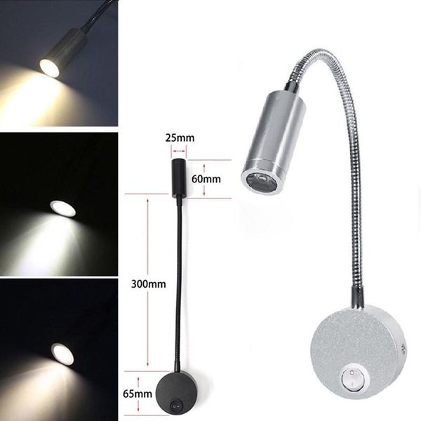 

wall lamp 3w flexible reading light bathroom mirror bedside study sconces led luminaire restaraunt decor surface