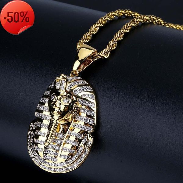 

egyptian pharaoh head hip hop pendant men's necklace, Silver