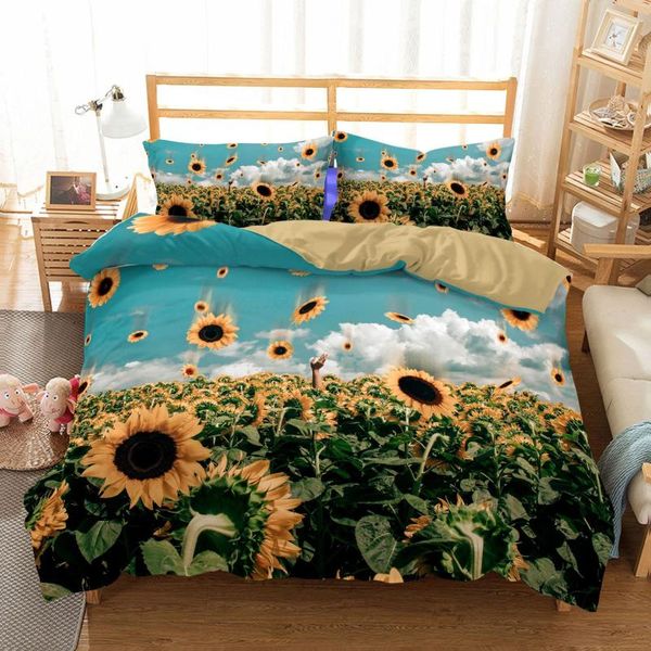 

bedding sets starblue-hgs 3d sunflower set sun flower quilt cover/duvet cover twin  home textile comforter pillowcase