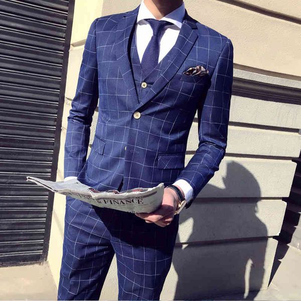 

men's suits & blazers navy blue wedding arrival male lapel suits spike a button homme mariage fine men blazer 2 pc d1xm, White;black