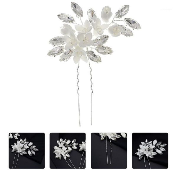 

1pc u-shaped rhinestone hairpin vintage flower hair stick female accessory1