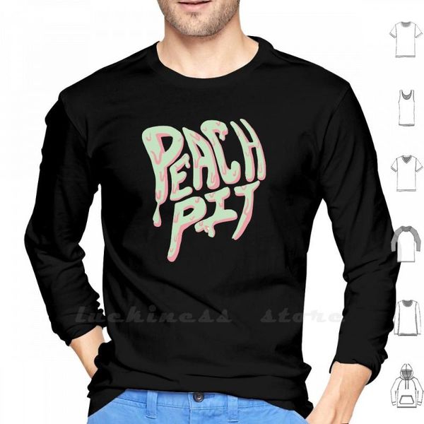 

men's t-shirts peach pit long sleeve alrighty aphrodite drop the guillotine pithelazy lazy me ban indie, White;black