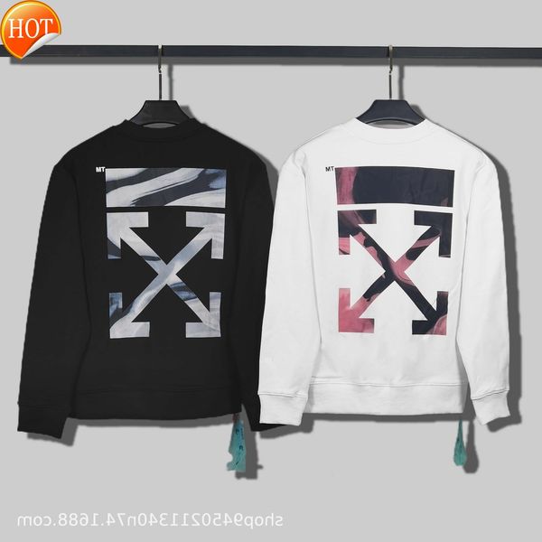 

and winter 2021 off autumn new embroidery small label back flowing colorful pattern round neck sweater men's women's hair, Black