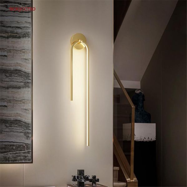

nordic minimalism geometric line art led wall lamp for living room hallway bedchamber bedside night lights luxury loft sconce