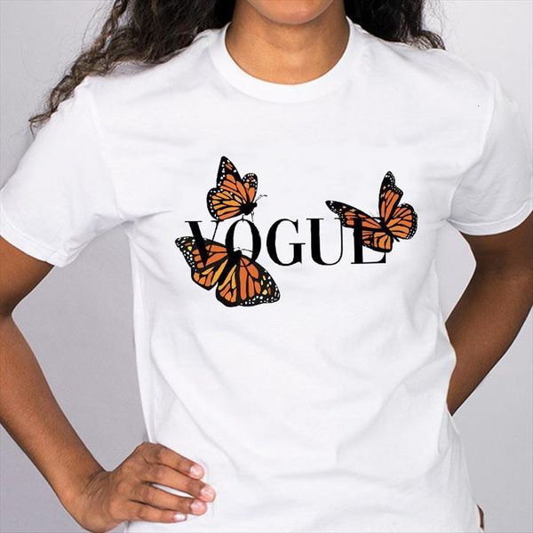 

graphic cartoon butterfly clothing womens letter short sleeve 90s clothes print lady tees female t shirt, White