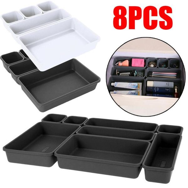 

storage drawers 8pcs/set home drawer organizer box trays office kitchen bathroom cupboard jewelry makeup desk organization