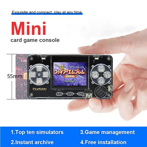 

powkiddy a66 handheld game console retro mini player built-in 4000 games simulator sliver source +16gb tf card portable players