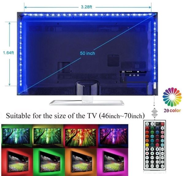 

light led tv backlight, usb strip with remote controller, flexible changing multi-color strips