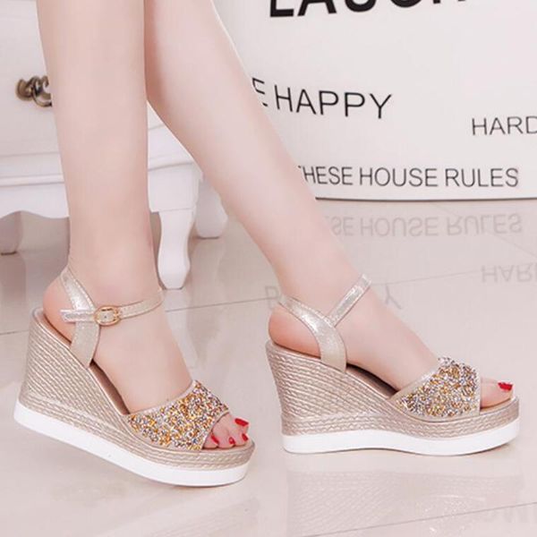 

dress shoes summer brand women woman heel height open toe sandals peep-toe anti-skidding platform students, Black