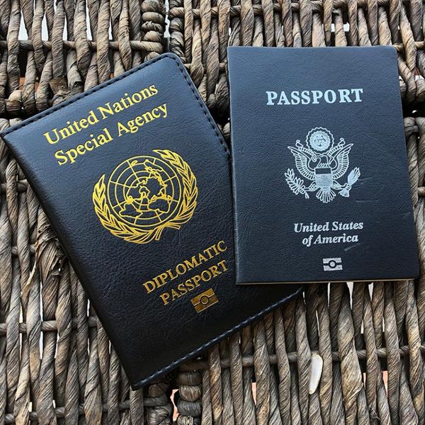 

card holders united nations diplomatic passport cover black, Brown;gray
