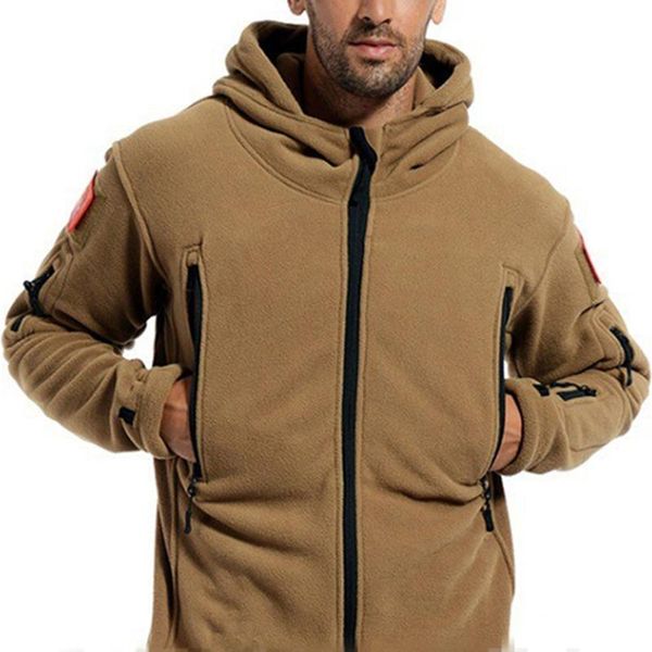 

men's jackets men us military winter thermal fleece tactical jacket outdoors sports hooded coat militar softshell hiking outdoor army, Black;brown