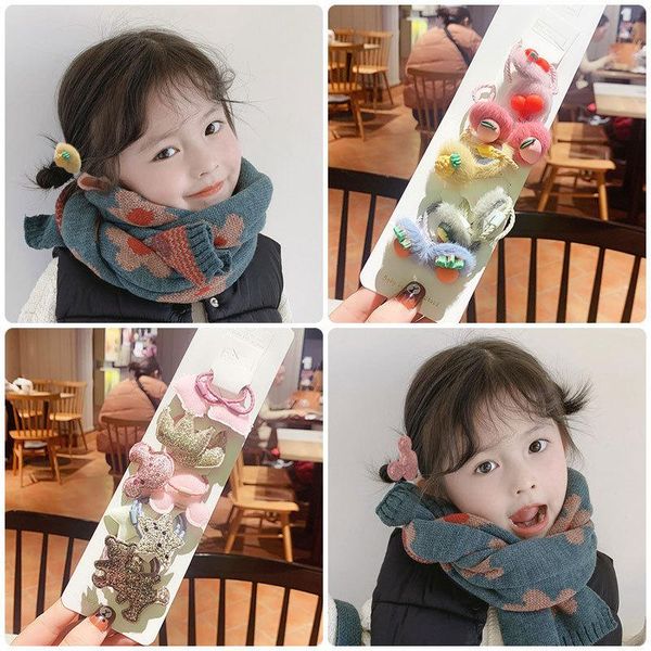 

hair accessories lovely children's hairball circle autumn winter baby elastic rubber band cartoon flower scrunchies kids, Slivery;white